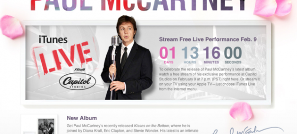 Le prochain concert de Paul McCartney retransmis en live sur iTunes et l’Apple TV Le prochain concert de Paul McCartney retransmis en live sur iTunes et l’Apple TV