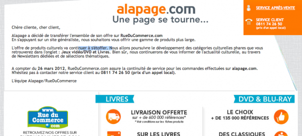 Alapage : Fermeture du site Alapage : Fermeture du site