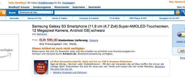 Samsung Galaxy S III : Apparition furtive sur Amazon Samsung Galaxy S III : Apparition furtive sur Amazon