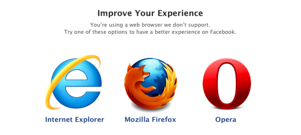 Facebook : WebKit (Chrome et Safari) non supporté