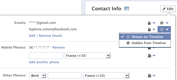 Facebook : Forcing pour imposer son email dans les profils