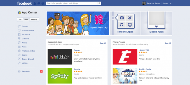 Facebook App Center : L’Espace Applications disponible en France