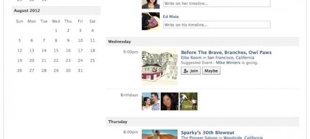 Facebook : Calendrier pour les évènements