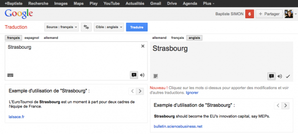 Google Traduction : Exemples d’utilisation de mots traduits