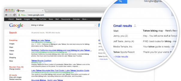 Google : Messages Gmail dans les pages de résultats