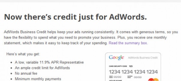 Google Adwords : Une carte de crédit pour les petites entreprises