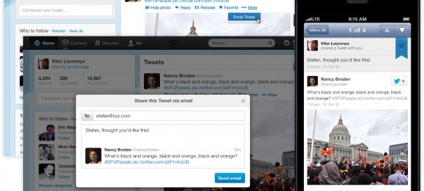 Twitter : Partage des tweets par email