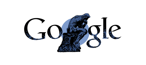 Google : Auguste Rodin, Le Penseur du sculpteur en doodle