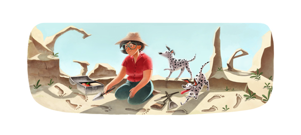 Google : Mary Leakey et les traces d’hominidés bipèdes en doodle
