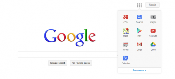 Google : Le menu de navigation remplace la barre noire