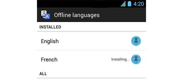 Google Traduction : Packs de langue hors connexion pour l’application