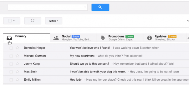 Gmail : Nouvelle boîte de réception en détails
