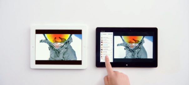 Tablettes tactiles : Windows 8 Vs iOS en vidéo
