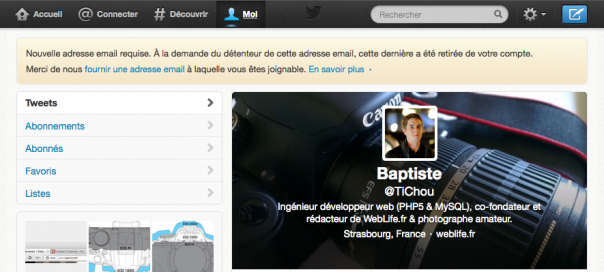 Twitter : Nouvelle adresse email requise
