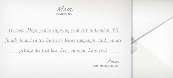 Burberry Kisses : Envoyer des bisous avec Google & Burberry