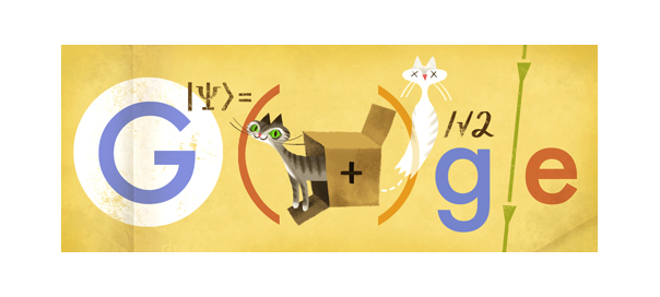 Google : Erwin Schrödinger, équation et chat en doodle