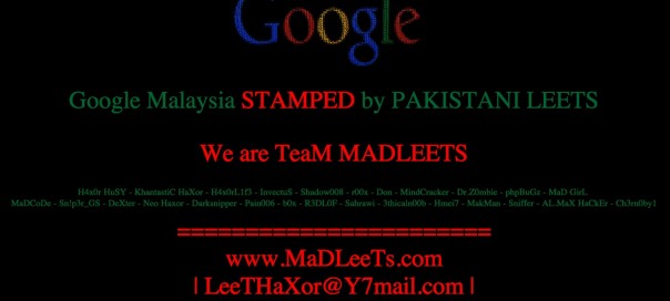 Google Malaisie : Piratage de la page d’accueil