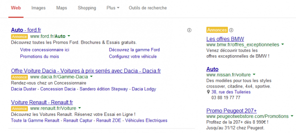 Google AdWords : Label Annonce jaune pour identifier les publicités