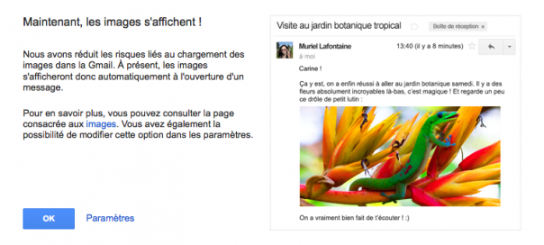 Gmail : Images affichées automatiquement dans les mails