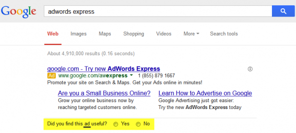 Google AdWords : Cette annonce est-elle utile ?