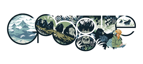 Google : Dian Fossey et ses gorilles en doodle