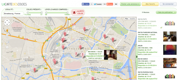 La Carte des Colocs : Trouver les appartements disponibles