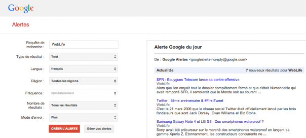 Google Alertes : Veille ciblée sur les nouveaux contenus web