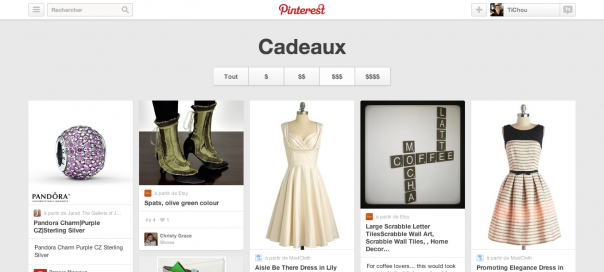 Pinterest : Flux Cadeaux pour des idées de produits