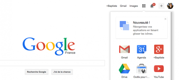 Google : Réorganiser les applications du menu par glisser-déposer
