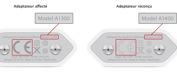 Apple : Certains adaptateurs secteur USB d’iPhone défectueux