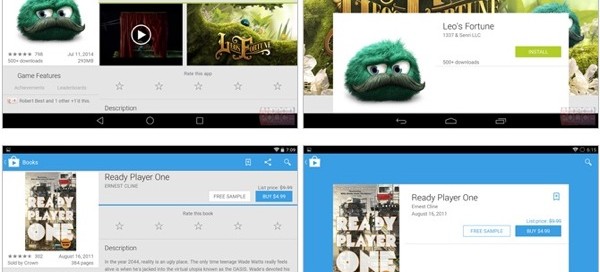 Google Play Store : Nouveau design sous Android L