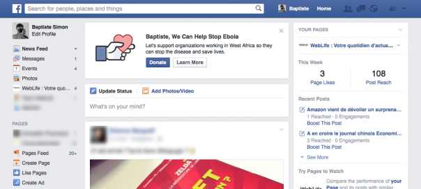 Facebook : Appel aux dons pour lutter contre Ebola