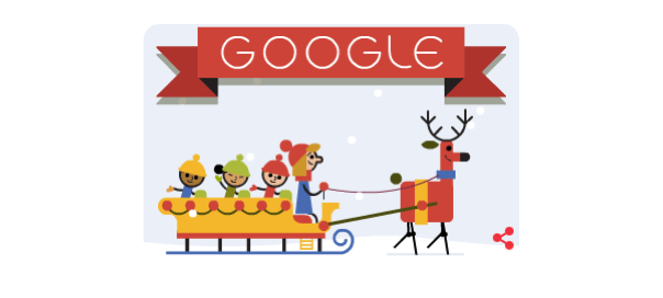 Google nous souhaite de Joyeuses Fêtes en doodle