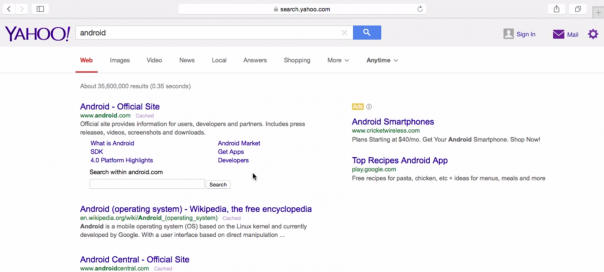 Yahoo copie les pages de résultats de Google