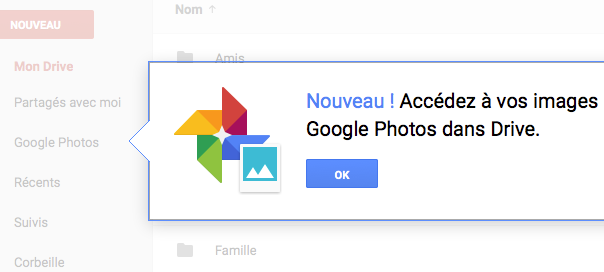 Google Photos : Disponible dans Google Drive