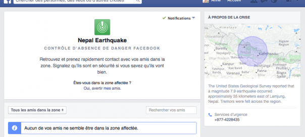 Facebook : Safety Check utilisé au Népal