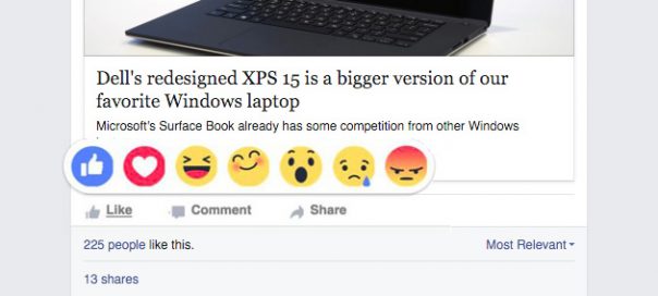 Facebook : Les emojis de réaction au like se déploient