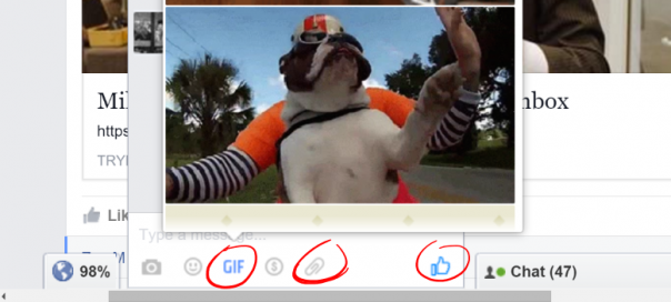 Facebook : Recherche de GIFs & ajout de pièces jointes