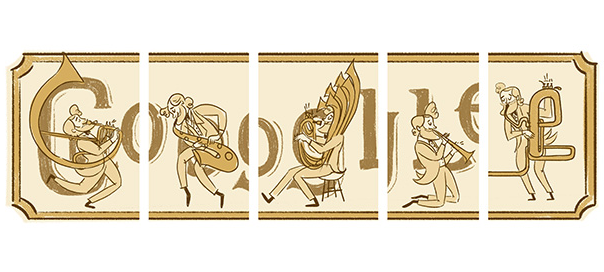 Google : Adolphe Sax et le saxophone en 5 doodles
