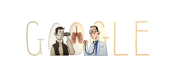 Google : René Laennec, l’auscultation & le stéthoscope en doodle