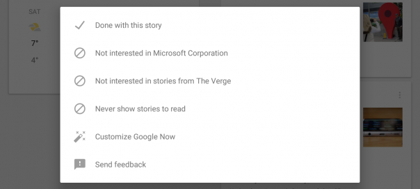 Google Now dévoile le blocage de source d’actualités