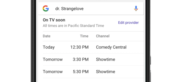 Google dévoile le programme TV live dans les SERPS