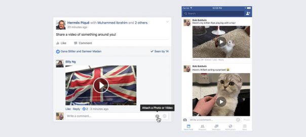 Facebook permet de poster des vidéos en commentaire