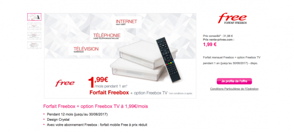 Free propose l’abonnement Freebox Crystal à 1,99€/mois