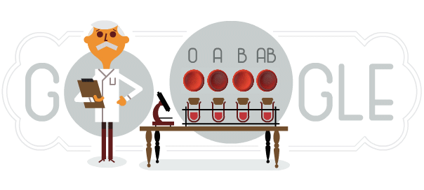 Google : Karl Landsteiner & le système ABO de groupe sanguin en doodle
