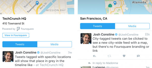 Twitter centralise les tweets d’un même lieu avec Foursquare
