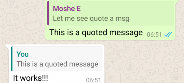 WhatsApp intègre la réponse avec citation de message