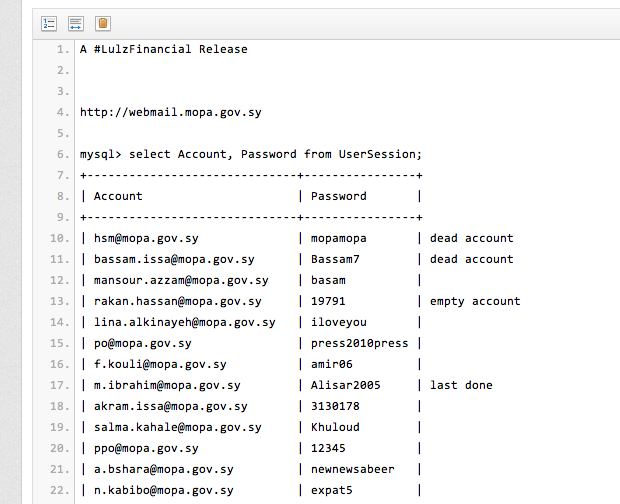 Piratage des comptes mails du gouvernement Syrien