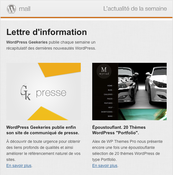 Geekeries : Newsletter WordPress