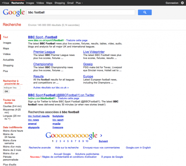 Google : Deux résultats